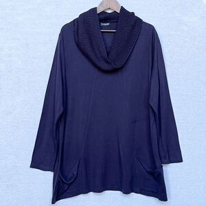 Samoon Tunic Sweater Top Women's Size 18 Deep Eggplant‎ Purple Cowl Neck Pocket